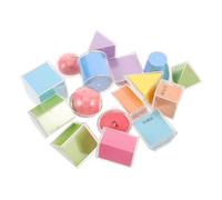 KOMBIUDA 16pcs Folding Geometry Educational Manipulative Geometric Solids with Area Nets Safe Rounded Blocks for Math Teaching Stem Classroom Use