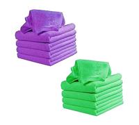 KOMBIUDA 16pcs Nano Absorbent Microfiber Towels, Small Square Face and Baby Feeding Kerchiefs, Soft Lightweight Handkerchiefs for Travel and Nursing, Green Purple Set