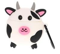 KOMBIUDA 1Pc Cow Silicone Earbuds Case Cute Wireless Earbuds Protector Compatible with Airpods Durable Design with Charging Convenient Hanging for Backpack Keyring