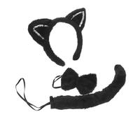 KOMBIUDA 1Set Cat Ears and Tail Costume Set with Bowtie Shimmering Sequin Halloween Accessories for Adults Comfortable Headband and Fuzzy Cat Tail for Cosplay Dress Up