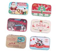 KOMBIUDA 1set Christmas Tinplate Gift Boxes with Adorable Patterns Sturdy Candy Storage Containers for Holiday Treats and Presents Random Style Packaging for Festive Parties 6pcs