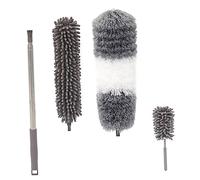 KOMBIUDA 1set Telescopic Handheld Duster Brush Adjustable Microfiber Chenille Cleaning Tool for Home Car and Electronics Reusable Dust Removal Sweeper for High Ceilings Delicate Surfaces