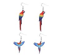 KOMBIUDA 2 Pairs Fashion Bird Pattern Earrings Lightweight Hummingbird Owl Parrot Design for Women Daily Wear Gift