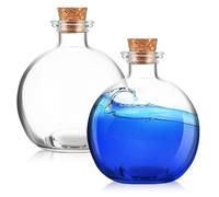KOMBIUDA 2 Pcs Glass Jar with Cork Lid Spherical Terrarium Plants Container 250ml Capacity Wide Application Unique Design Empty Bottle for Indoor Gardening