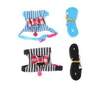 KOMBIUDA 2 Sets Adjustable Hamster Harness Leash for Small Pets Comfortable Breathable Chest Strap with Striped Design Portable Rat and Chinchilla Walking Vest for Daily Outdoor Use