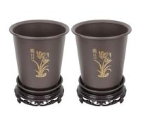 KOMBIUDA 2 Sets Black Orchid Planter Pots with Holes the Bottom, Practical Abs Plastic Flower Pots for Indoor Plants, Suitable for Garden and Balcony Use