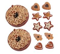 KOMBIUDA 2 Sets Fake Cookie Biscuits Artificial Chocolate Cookies Simulation Christmas Dessert Food Model with Heart Star Tree Shapes for Kitchen Display Photo Prop