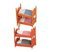 KOMBIUDA 2 Sets Miniature Bunk Bed Model Dollhouse Furniture Double Layer Doll Bed Accessory for Mini House Bedroom Scene Decor