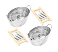 KOMBIUDA 2 Sets Miniature Tin Basin Dollhouse Accessories Realistic Mini House Decor Washing Board Model for ’S Miniature Bathroom and Kitchen Play