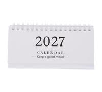 KOMBIUDA 2027 Mini Desk Calendar with Twin-wire Binding, Portable and Easy Scheduling, Minimalist White Paper and Metal Design, Space-saving Stand up Table Calendar for Office and School