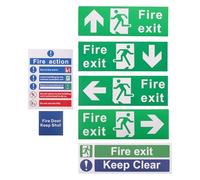 KOMBIUDA 21pcs PVC Exit Signs for Business Directional Arrows Regulatory Compliance Safety Signs Stickers for Private Spaces and Outdoor Use Multi-Surface Adhesive Emergency Information