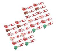 KOMBIUDA 24PCS Christmas Keychain Set Cute Santa Reindeer Snowman Gingerbread Man Charms for DIY Holiday Crafts Lightweight Xmas Party Decorations