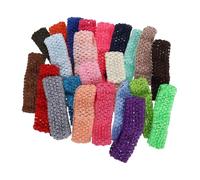 KOMBIUDA 24pcs Elastic Crochet Headbands Soft Stretchy Wide Hair Bands for Boy Girl Comfortable Polyester Fabric Random Color Mix Random Color