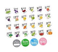 KOMBIUDA 28pcs Belly Stickers Pregnancy Weekly Belly Growth Stickers Assorted Color Safe for Maternity Easy to Remove Maternal Photo Props for Take Family Photos