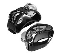 KOMBIUDA 2Pcs Adjustable Foot Tambourine Percussion Instrument Black with Strap for Creating Exciting Rhythms Musical present