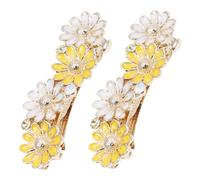 KOMBIUDA 2pcs Alloy Daisy Flower Hair Clips Spring Loaded Barrettes for Women Elegant Ponytail Topper Hair Accessories for Weddings Parties