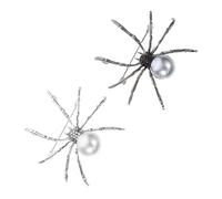 KOMBIUDA 2Pcs Alloy Spider Brooch Pin with Pearls Elegant Lapel Pins for Women Halloween Costume Party Accessories Jewelry