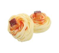 KOMBIUDA 2pcs Artificial Spaghetti Noodles Fake Food Model Realistic Marbled Meat Pasta for Restaurant Display Party Decoration and Easy to Clean Simulation Food Props