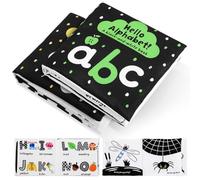 KOMBIUDA 2pcs Baby Learning Cloth Books Set Alphabet and Insect Book Crinkle Toys for Infants Washable Soft Touch Educational Toy