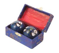 KOMBIUDA 2pcs Baoding Hand Exercise Massage Balls Enamel Strengthening Grip Training with Panda Bamboo Design for Finger Fitness and Hand Therapy