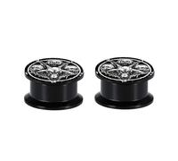 KOMBIUDA 2Pcs Black Ghost Shaped Auricle Studs Decorative Ear Expanders Smooth Comfortable Safe for Casual and Formal Wear Fashion Gothic Ear Stretchers