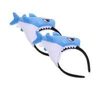KOMBIUDA 2pcs Blue Soft Plush Shark Headbands for Women - Kawaii Ocean Creature Hairbands for Sea Animal Cosplay, Birthday Party and Costume Accessories
