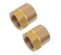 KOMBIUDA 2pcs Brass Reducer Hex Bushing 3/8" Bspt Male to 1/4" Npt Female Threaded Pipe Fitting Adapter for Water and Fuel Plumbing