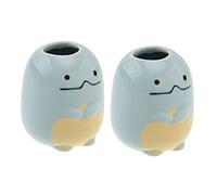 KOMBIUDA 2pcs Ceramic Toothpick Holder and Toothbrush Stand Compact Blue Porcelain Storage Dispenser with Stable Base Multi Functional Countertop Organiser for Bathroom and Home Use
