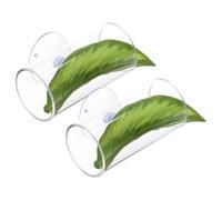 KOMBIUDA 2pcs Clear Acrylic Betta Fish Bed for Small Aquariums Fish Cave Tunnel Hideout with Modern Transparent Design Sturdy Resting Leaf Shelter for Betta and Shrimp Tanks
