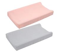KOMBIUDA 2pcs Cotton Changing Pad Covers Removable Changing Table Cover for Boys Girls Soft and Washable Reusable Fits Standard Pads and Bassinet Mattresses Light Orange Light Gray