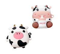 KOMBIUDA 2Pcs Cow Silicone Earbuds Case Protective Shell for Cute Cartoon and Durable Prevents Dirt and Scratches for Wireless Earbuds