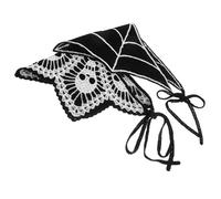 KOMBIUDA 2pcs Crochet Skull Head Scarf Spiderweb Gothic Headband for Halloween Handmade Knitted Hair Accessories for Women
