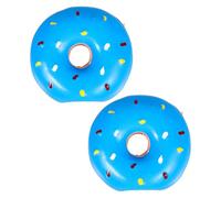 KOMBIUDA 2pcs Donut Shaped Squeaky Chew for Dogs Latex Interactive Puppy Teething Easy to Clean Small Dog Entertainment Pet Plaything in Sky-blue