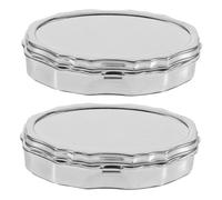 KOMBIUDA 2pcs Dual-Compartment Metal Pill Box Compact Medicine Storage for Travel Home Office Reusable Organizer Small