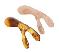 KOMBIUDA 2Pcs Dual Fork Resin Nose Scraper and Head Massager Comb for Scalp and Face Massage, Portable Manual Hair Massager Tool for Beauty Spa and Meridian Therapy, Beige and Amber