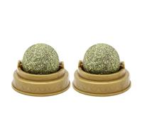 KOMBIUDA 2pcs Edible Catnip Balls for Cats Rotatable Cat Snack Treats with Plastic and Mint Material, Tasty Chew Spherical and Dental Health