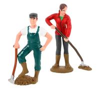 KOMBIUDA 2pcs Farm Worker Figurines Miniature Farmer and Farmer’s Wife Models for Sand Table Ornament Role Play Farm Scene Decoration