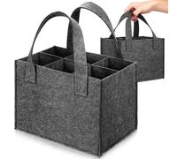 KOMBIUDA 2pcs Felt Wine Bottle Bags with Handle Design and Removable Dividers, Non-Woven Fabric Wine Carrier for Easy Carrying and Hanging, for Home and Parties