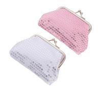 KOMBIUDA 2pcs Glitter Sequin Coin Purses Small Sparkly Mini Wallets with Easy Open Closure Compact and Lightweight Storage for Coins and Stationery