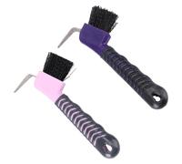 KOMBIUDA 2Pcs Grip Hoof Picks with Brush for Horse Hoof Cleaning Thickened PP Tpe Material Effortless Mud and Rock Removal Space-saving Built-in Hook Suitable for Grooming Random Color