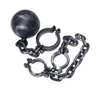 KOMBIUDA 2pcs Halloween Plastic Shackles Props Set Foot Fetters and 85cm, Silver Prisoner Chains for Halloween Costume Party Decor and Cosplay Accessories