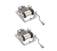 KOMBIUDA 2pcs Hand Crank Music Box Movement Silver Plated Mechanism for DIY Musical Boxes Compatible with Paper Wood Glass Plastic Metal Craft Projects for gifts for for for for for for