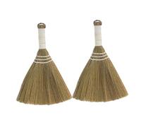 KOMBIUDA 2pcs Handwoven Decorative Grass Broom with Soft Bristles for Gentle Floor Cleaning Ergonomic Handheld Design Traditional Chinese Straw Sweeper for Home Use and Halloween Decor