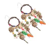 KOMBIUDA 2Pcs Hanging Rabbit Chew for Bunnies and Hamsters Natural Handmade Animal Chew for Teeth Grinding and Dental Care Small Pet Supplies