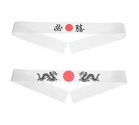 KOMBIUDA 2pcs Japanese Ninja Headband for Karate and Cooking Breathable Polyester Fiber Bandana with Stylish Minimalist Design Comfortable Fit Sweatband for Martial Arts and Kitchen Use