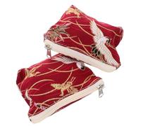 KOMBIUDA 2pcs Japanese Style Brocade Coin Purse with Zipper Small Portable Red Pouch for Keys and Jewelry Vintage Chinese Clutch Wallet Bags Chic Minimalist Design for Everyday Use