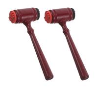 KOMBIUDA 2pcs Judge Gavel Wood Block Stamps for Journals and Crafting Clear Signature Impressions Mini Hammer Props for Student Role Play Office and Scrapbooking Decoration