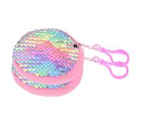 KOMBIUDA 2pcs Large Capacity Sequin Wallet for Women Small Round Zipper Purse with Card Holder Shiny Pink Clutch for Coins and Cash Compact Stylish Accessory
