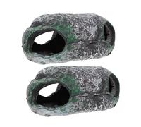 KOMBIUDA 2Pcs Large Resin Aquarium Caves Decorative Fish Tank Hiding Rocks for Cichlid and Lizard Tanks Household Aquarium Decor with Natural Lifelike Design for Home Office