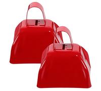 KOMBIUDA 2pcs Metal Square Cowbells with Handle for Football Games Rust Resistant Livestock Hanging Bells Loud Noise Makers for Sports Events and Farm Decorations
